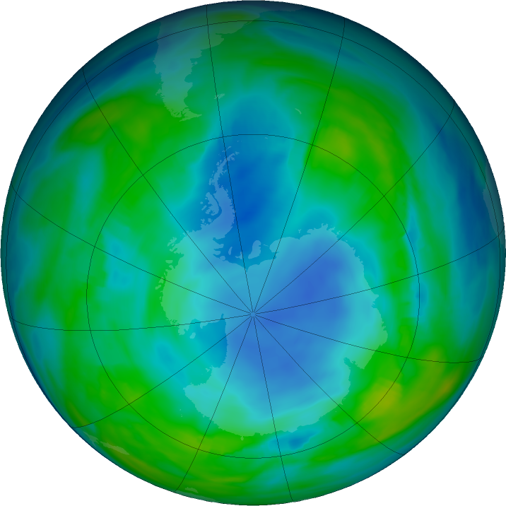 Antarctic ozone map for 19 May 2018